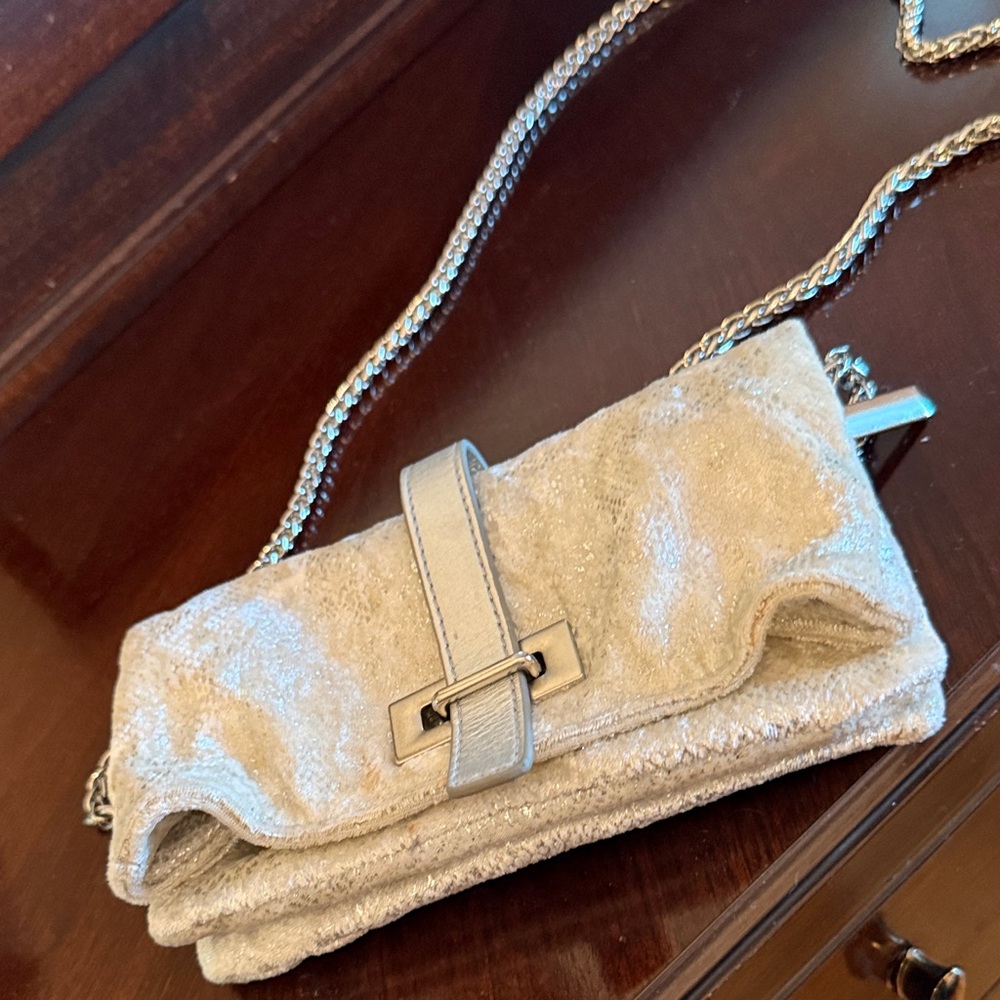Elegant Cream Clutch with Chain Strap